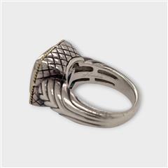 Andrea Candela Sterling Silver 18K Gold Blue Topaz Cushion Ring
